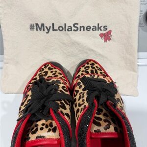 Lola Ramona Leopard Print Sneakers with Red Trim